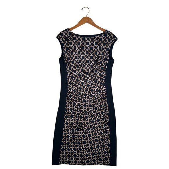 Lauren Ralph Lauren Womens Size 12 Dress Sleeveless Gold Chain Link Panel Lined - Picture 1 of 13